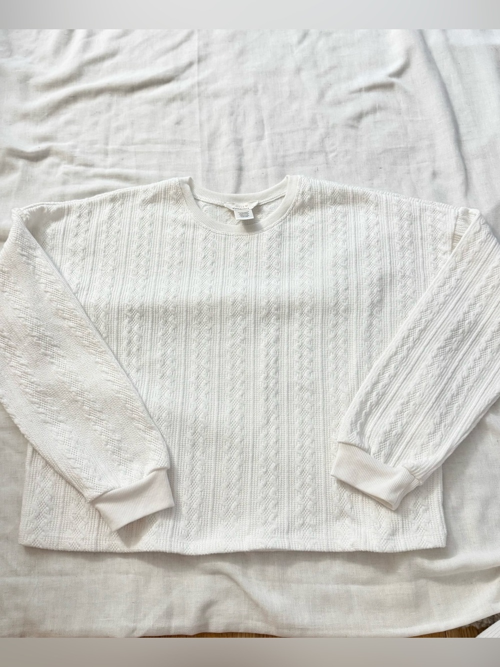 URBAN Romantics White Textured Crewneck Sweater